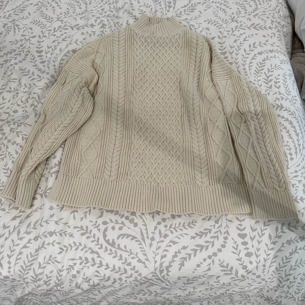 J Crew Mockneck Cable Knot Sweater